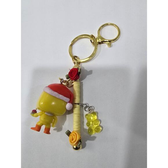 Handmade Yellow Chick Keychain Bag Charm Reworked Vinyl Figure One of a Kind - Picture 6 of 11
